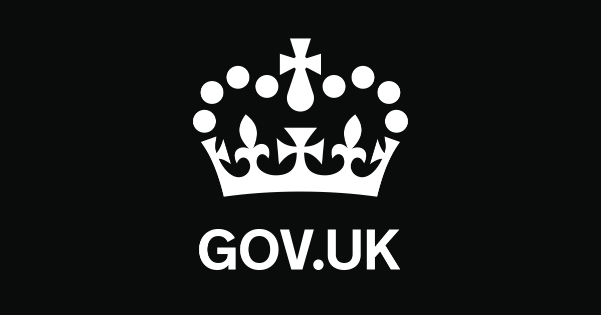 A black background with a whtie crown and the words 'GOV.UK' in white text.