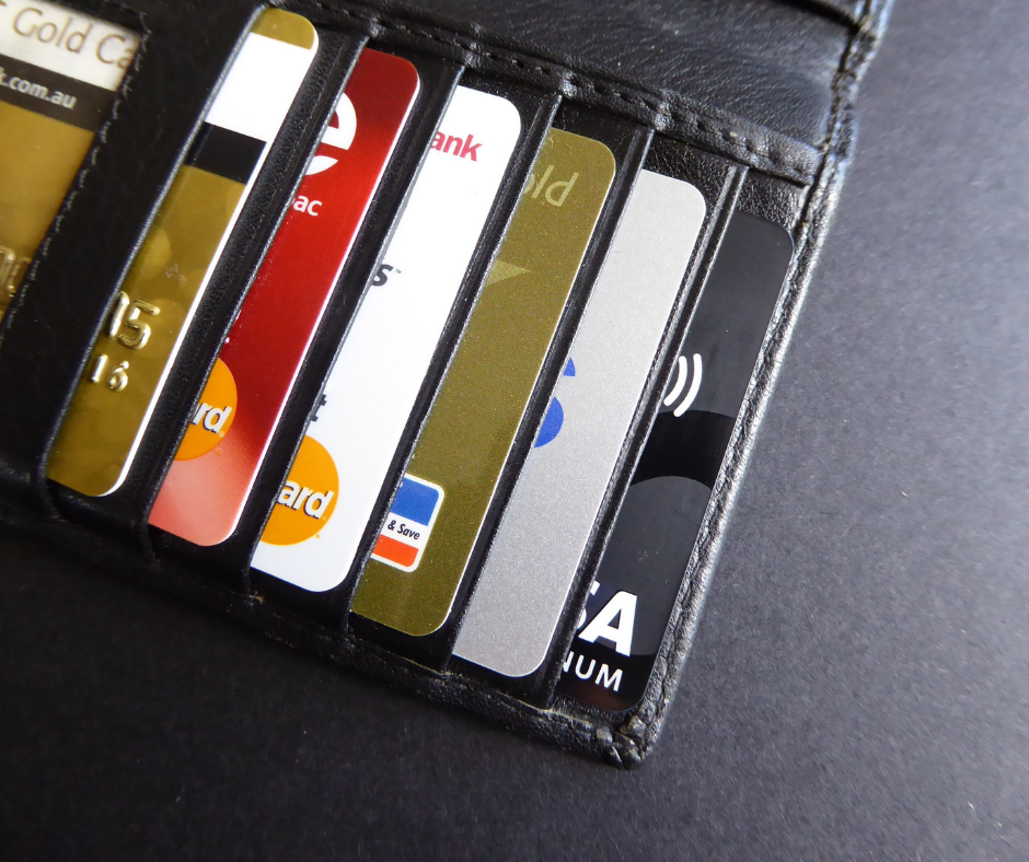 Bank cards in a wallet